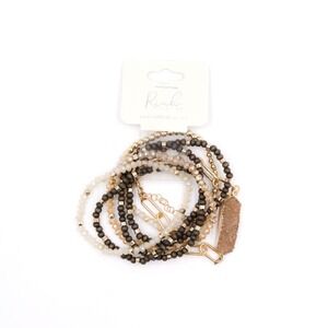 Riah - Beaded Stone Charm Bracelet Set